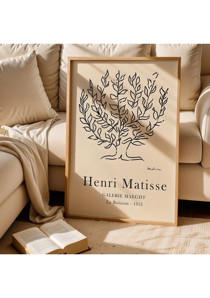 Matisse Yaprak Desen Bohem Siyah Minimalist Ahşap Çerçeveli Duvar Tablosu fiyatları