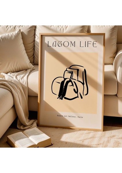 Retro Koltuk Minimalist Bej Bohem Doğal Ahşap Çerçeveli Duvar Tablosu fiyatları
