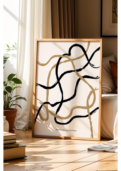 Simplicity Bohem Minimalist Doğal Ahşap Çerçeveli Duvar Tablosu