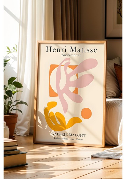 Matisse Sanatsal Kesitler Bohem Turuncu Minimalist Ahşap Çerçeveli Duvar Tablosu