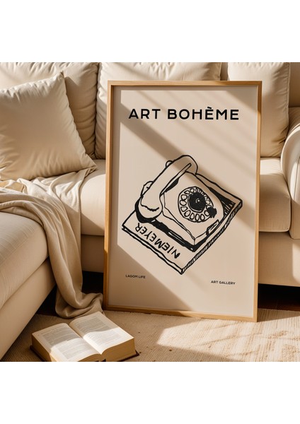 Hatıralar - Retro Telefon Art Boheme Doğal Ahşap Çerçeveli Duvar Tablo fiyatları