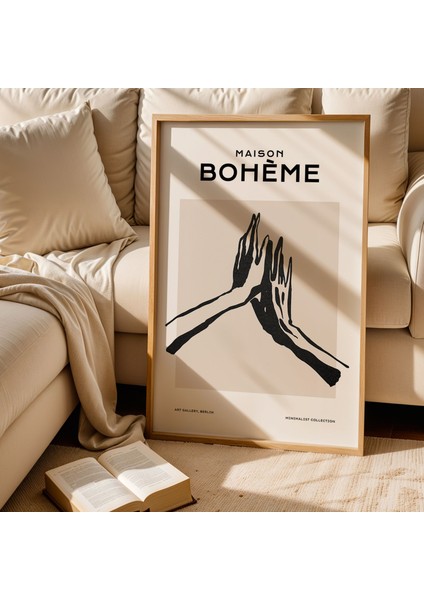 Maison Bohem - Soyut Eller Minimalist Ahşap Çerçeveli Duvar Tablosu fiyatları