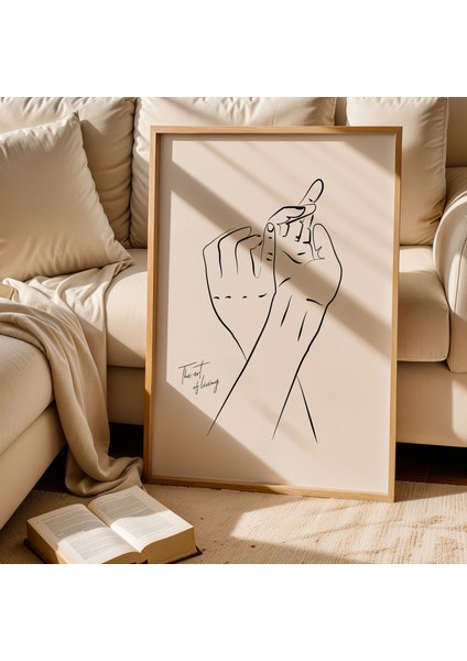 Romantik Çift Minimalist Çizim Siyah Beyaz Doğal Ahşap Çerçeveli Duvar Tablosu fiyatları