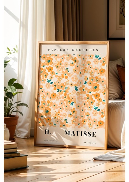 Matisse Renkli Botanik Sanatı Bohem Minimalist Ahşap Çerçeveli Duvar Tablosu