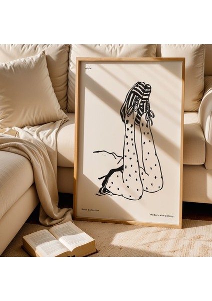 Çoraplı Ayaklar Modern Sanat Doğal Ahşap Çerçeveli Duvar Tablosu fiyatları