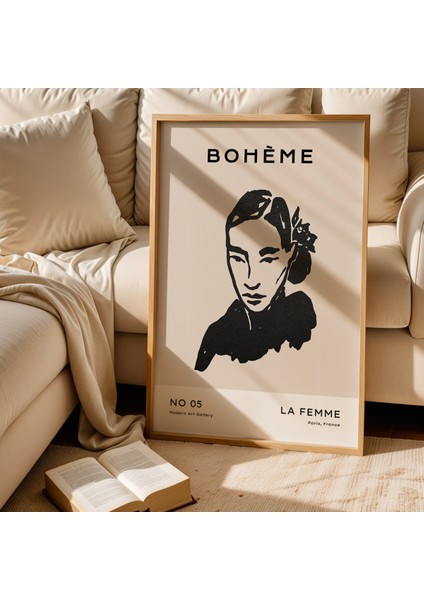Bohem Kadın Portresi Doğal Ahşap Çerçeveli Duvar Tablosu fiyatları