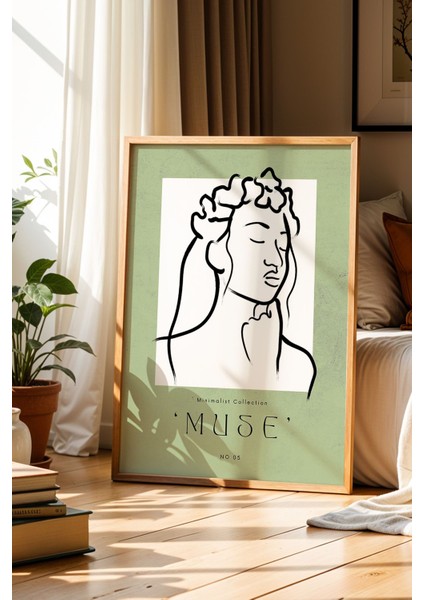 Bohem Tarzı Kadın Figürü Minimalist Sanat Ahşap Çerçeveli Duvar Tablosu