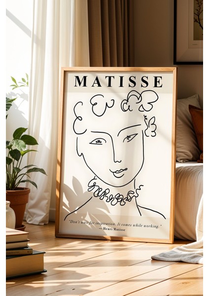 Matisse Kadın Figürü Bohem Minimalist Ahşap Çerçeveli Duvar Tablosu