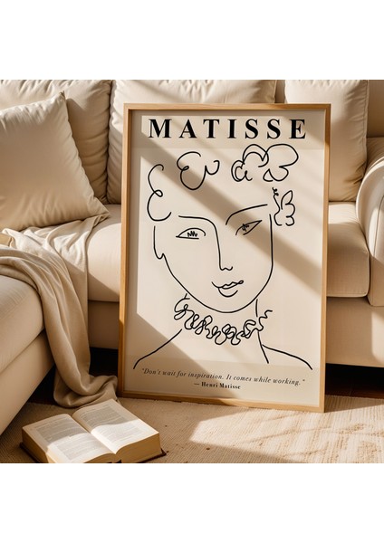 Matisse Kadın Figürü Bohem Minimalist Ahşap Çerçeveli Duvar Tablosu