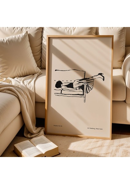Minimalist Kadın Figürü Doğal Ahşap Çerçeveli Duvar Tablosu fiyatları