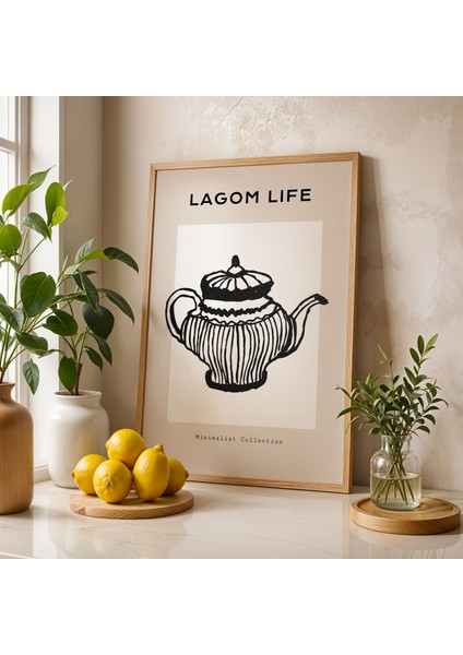 Vintage Çay Keyfi - Minimalist Çaydanlık Ahşap Çerçeveli Mutfak Duvar Tablosu fiyatları