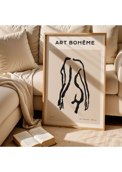 Sanatsal Yalınlık: Bohem Stil Doğal Ahşap Çerçeveli Figüratif Duvar Tablosu fiyatları