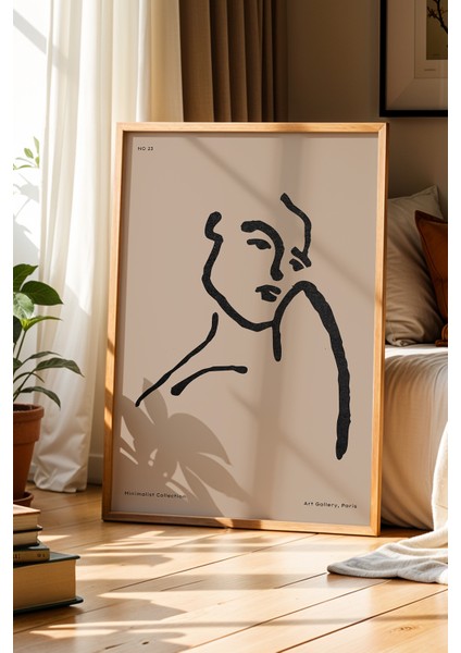 Portre No. 23 Minimalist Sanat Ahşap Çerçeveli Duvar Tablosu