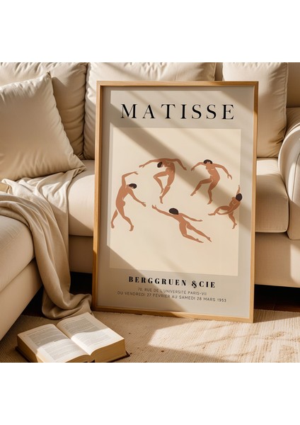 Matisse Dans Eden Figürler Bej Bohem Minimalist Ahşap Çerçeveli Duvar Tablosu fiyatları