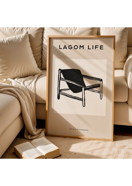 Rahatlığın Sanatı - Minimalist Sandalye Ahşap Çerçeveli Duvar Tablosu fiyatları