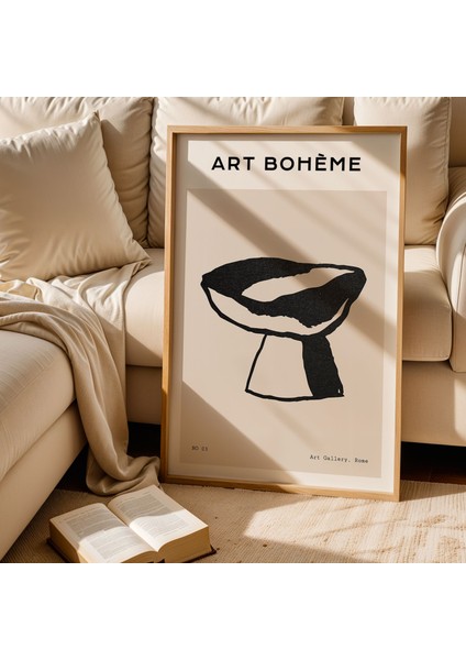 Art Bohem Soyut Tabak Çizimi Doğal Ahşap Çerçeveli Duvar Tablosu fiyatları