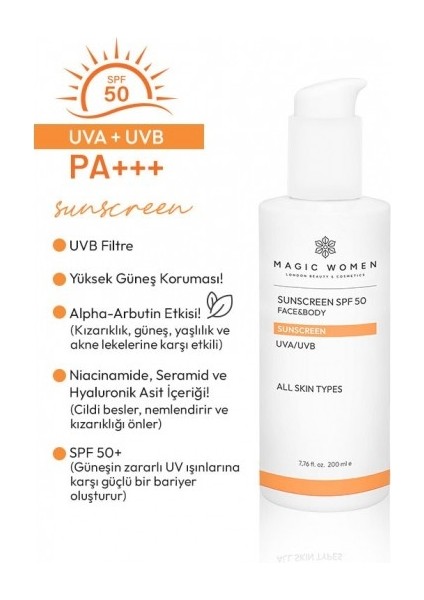MAGIC WOMEN-Güneş Koruyucu Krem Spf 50- 200 ml modelleri