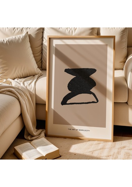 Bohem Tarzı Minimalist Soyut Çizim Doğal Ahşap Çerçeveli Duvar Tablosu fiyatları