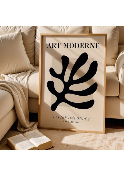 Matisse Art Modern Yaprak Deseni Bohem Minimalist Ahşap Çerçeveli Duvar Tablosu fiyatları