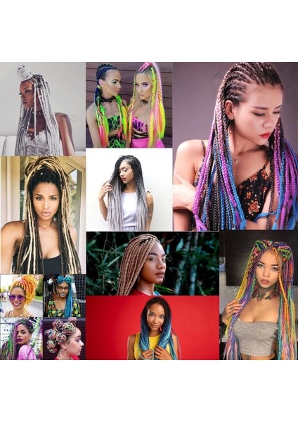 Afrika Örgüsü ve Rasta İçin Sentetik Ombreli Saç - Pembe / Platin