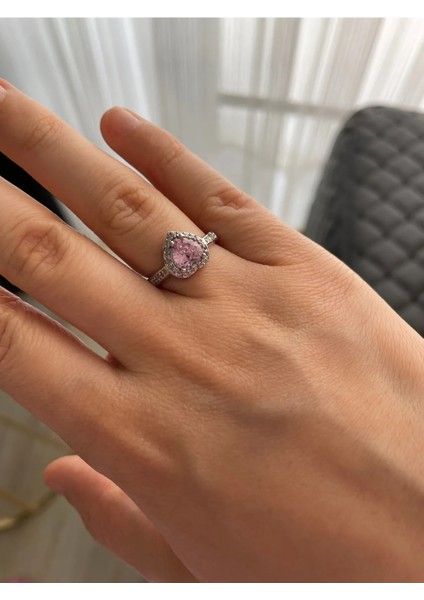 Butik Pembe Kalpli Zirkon Taşlı Çelik Yüzük fiyatları