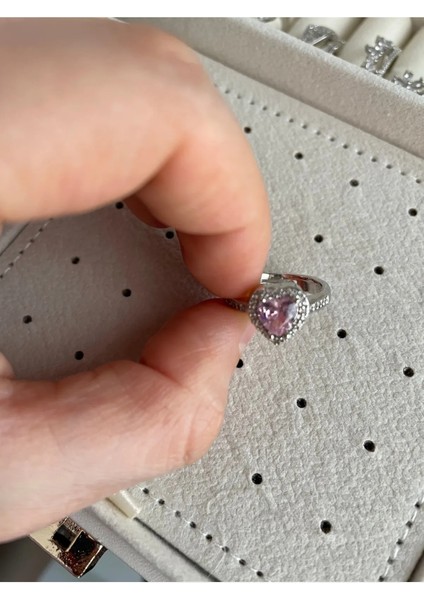 Butik Pembe Kalpli Zirkon Taşlı Çelik Yüzük modelleri