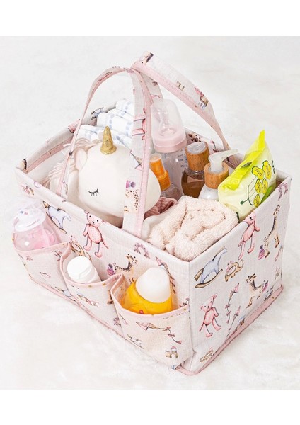 Baby Kullanımı Kolay Desenli Taşınabilir Bakım Çantası (Pembe)