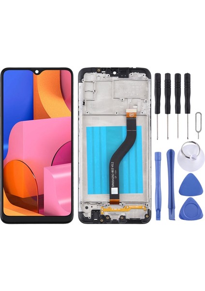 Samsung Galaxy A20S LCD Ekran Çerçeveli +Tamir Seti Siyah Renk Ilanı 123WSD