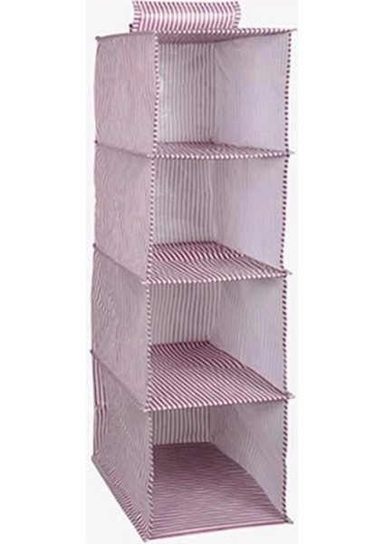 Dolap Içi Düzenleyici Katlanabilir Çok Amaçlı 4 Bölmeli Çizgili Bez Organizer (Pembe) fiyatları