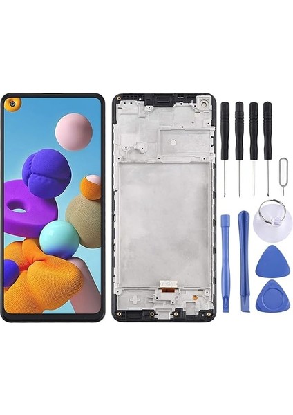 Samsung A21S LCD Ekran A217 Siyah Renk Ilanı Çıtalı Tam Uyumlu