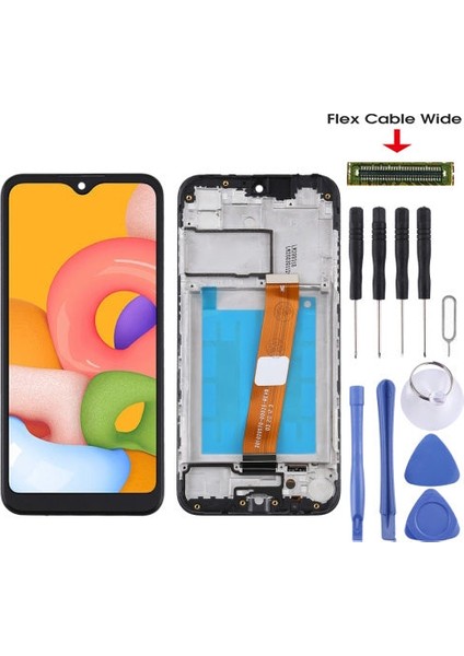 Samsung Galaxy A01 LCD Ekran +Tamir Seti Siyah Renk Ilanı Ldeaew