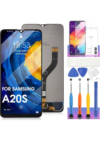 Samsung Galaxy A20S LCD Ekran +Tamir Seti + Koruyucu (Siyah Renk Ilanı) Xxe3
