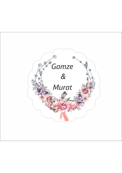 Morlu Desenli Mdf Üzerine Uv Baskılı Nişan & Düğün Hediyelik 20 Adet Magnet