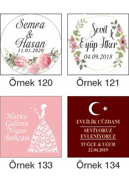 Kelebekli Gelinlik Mdf Üzerine Uv Baskılı Nişan & Düğün Hediyelik 20 Adet Magnet