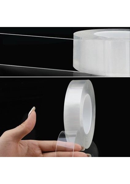 2 Metre X 3 Cm Şeffaf Güçlü Nano Çift Taraflı Silikon Jel Yapıştırıcı Bant fiyatları