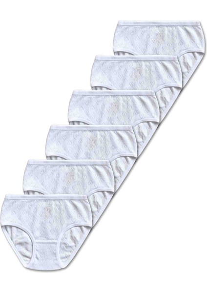 %100 Pamuklu Kız Çocuk Jakarlı Slip Külot Iç Çamaşır 6lı Set