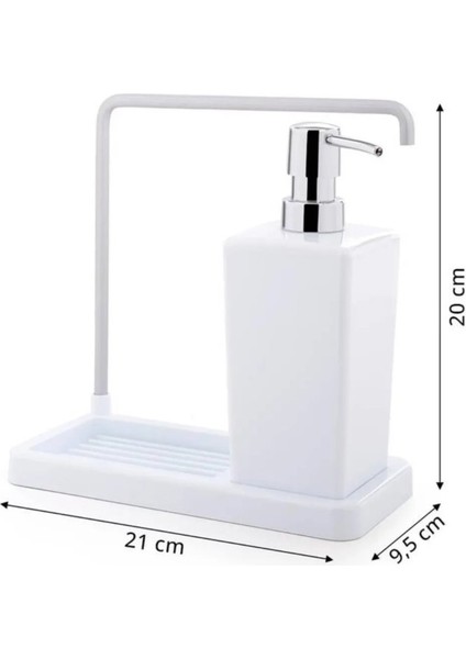 Luna Mutfak Sıvı Sabunluk Beyaz Plastik Alüminyum 420ML 21X9,5X20CM Kaymaz Taban Askılı 1 Adet fiyatları