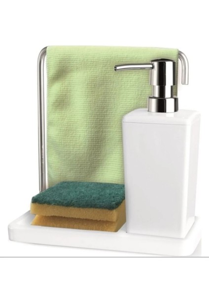 Luna Mutfak Sıvı Sabunluk Beyaz Plastik Alüminyum 420ML 21X9,5X20CM Kaymaz Taban Askılı 1 Adet indirimleri