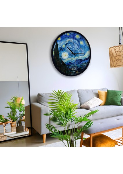 Vincent Van Gogh 60 cm The Starry Night Ahşap Duvar Saati modelleri