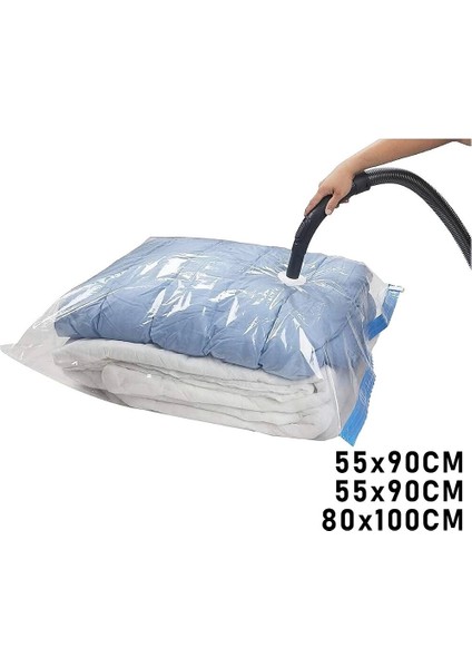 3lü Set Vakumlu Poşet Hurç 2 Adet Xl= 55X90CM + 1ADET Xxl= 80X100CM %75 Yer Tasarrufu (4887)