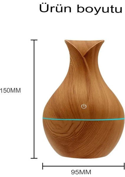 Havana Vazo Modeli Aroma Terapi Oda Hava Nemlendirici 7 Renk Işıklı Ultrasonik Ahşap Görünüm indirimleri