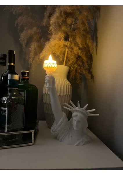Özgürlük Heykeli Dekoratif Tealight Mum Tutucu Dekoratif Özgürlük Anıtı Obje