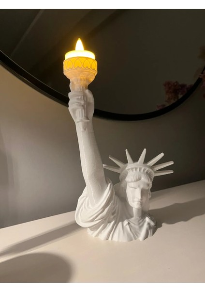 Özgürlük Heykeli Dekoratif Tealight Mum Tutucu Dekoratif Özgürlük Anıtı Obje