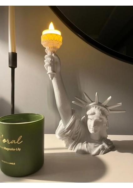Özgürlük Heykeli Dekoratif Tealight Mum Tutucu Dekoratif Özgürlük Anıtı Obje