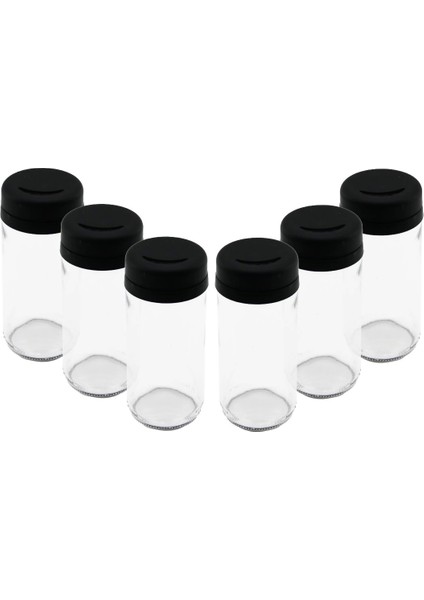 6 Pcs Cam - 225ML Baharatlık - Tuzluk Plastik Kapak (4887)