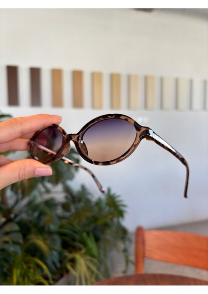 Miux Leopar Çerçeve Degrade Cam Trend Oval Güneş Gözlüğü modelleri
