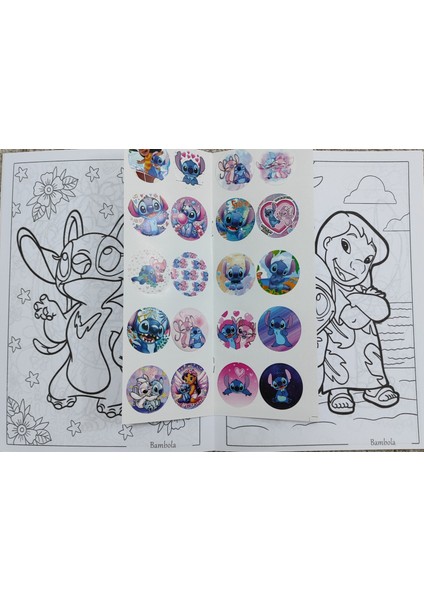 4 Adet Stickerli Boyama Kitabı (Unicorn,elsa',stitch,hello Kitty Figürlü)