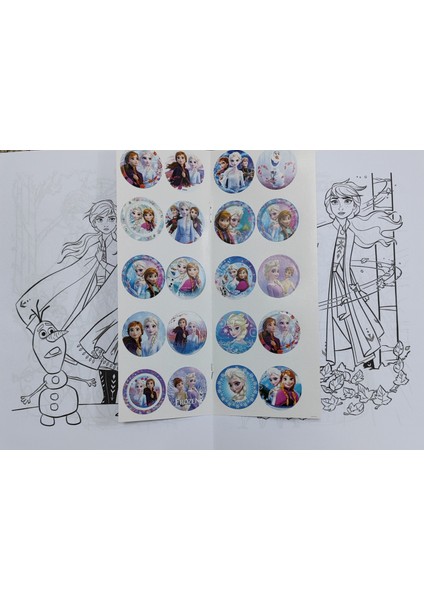 4 Adet Stickerli Boyama Kitabı (Unicorn,elsa',stitch,hello Kitty Figürlü)