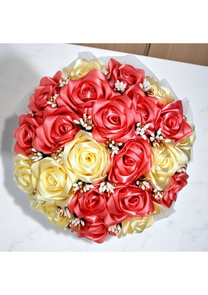 Büyük Metal Vazoda Saten Gül Dekoratif Çiçekler fiyatları