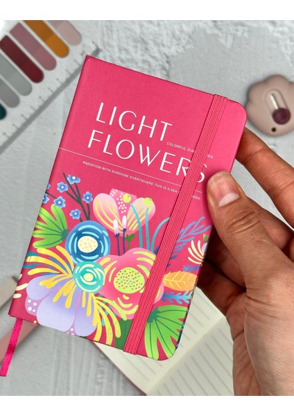 A6 Lıght Flower Pembe Lastikli Çizgili Defter